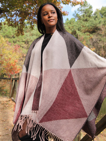 Maroon Triangle Travel Shawl Wrap